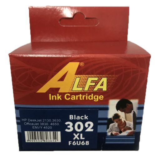 HP 302XL fekete (F6U68AE) ALFA utángyártott tintapatron