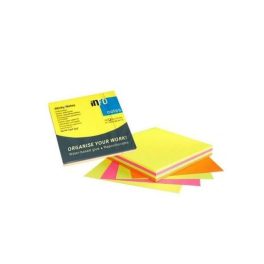   Jegyzettömb öntapadó, 75x75mm, 4x80lap,Info Notes, brilliant mix, rózsaszín, sárga, zöld, narancssárga