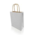 Sodrottfüles papírtáska 185x240mm 80mm talp S méret 250 db/doboz, fehér