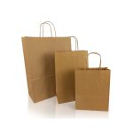 Sodrottfüles papírtáska 185x240mm 80mm talp S méret 250 db/doboz, bordázott barna