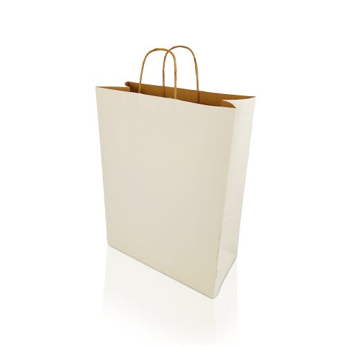 Sodrottfüles papírtáska 320x420mm 150mm talp L méret 200 db/doboz, fehér