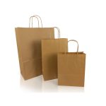 Sodrottfüles papírtáska 320x420mm 150mm talp L méret 200 db/doboz, bordázott barna