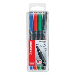   Alkoholos marker készlet 0,7mm, STABILO OHPen F, 4 klf. szín