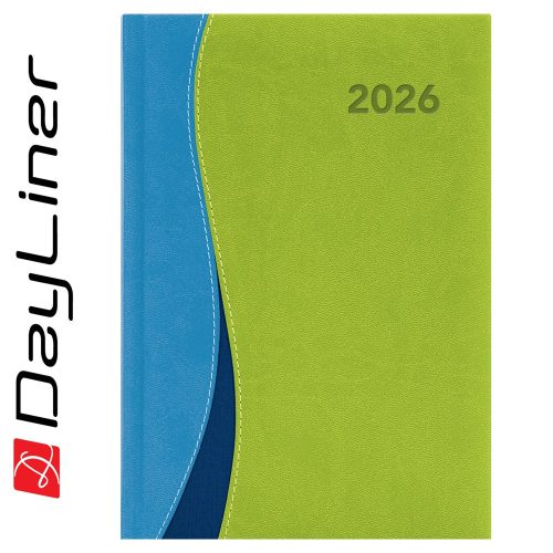 Határidőnapló Dubai A5 heti, fehér lapokkal kék-zöld Dayliner 2026.