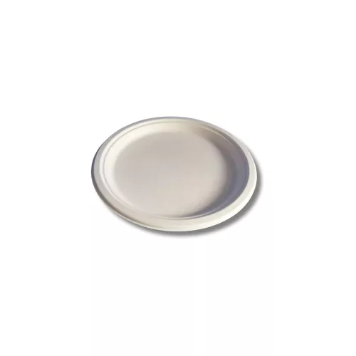 Tányér lapos D 25,4cm komposztálható cukornád 125 db/csomag, natúr