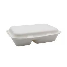   Papírdoboz ételes 2 részes HP3, 23 x 15 x 8 cm komposztálható cukornád 125 db/csomag, natúr