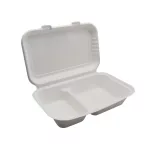 Papírdoboz ételes 2 részes HP3, 23 x 15 x 8 cm komposztálható cukornád 125 db/csomag, natúr