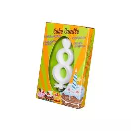 Számgyertya csomagolt 8 fehér