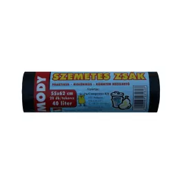   Szemeteszsák 40 liter 55 x 62 cm 10 mikron 20 db/tekercs Mody fekete