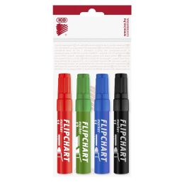   Flipchart marker készlet vízbázisú 1-4mm, vágott Artip 12, 4 klf.szín