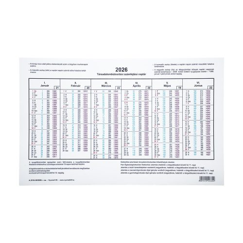 TB számfejtési naptár A.3516-38/2026
