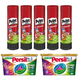  Ragasztóstift 43 g AKCIÓS CSOMAG + 2 db Persil Discs Color mosókapszula 100x43 g (10x10 db ) stift Pritt