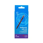 Golyóstoll 0,8mm, nyomógombos műanyag piros test, Bluering® Z3, írásszín piros