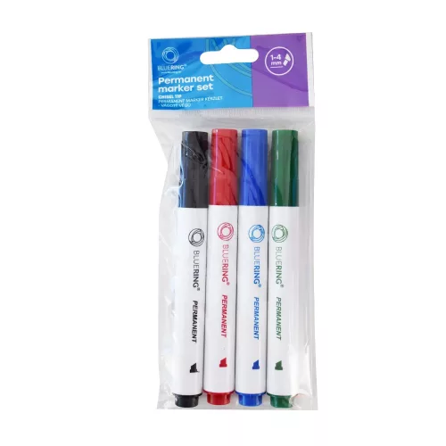 Alkoholos marker készlet, 1-4mm, vágott hegyű, 4-es készlet, Bluering®